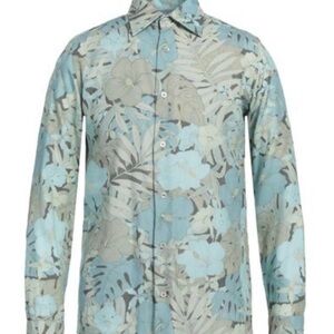 Tom Ford Blue and Gray Floral Dress Shirt